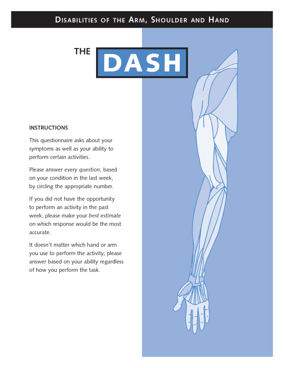 DASH questionnaire cover