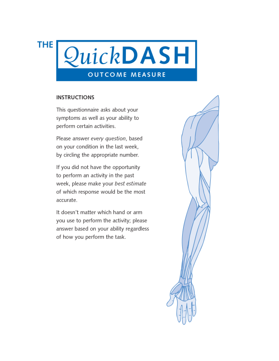 QuickDASH questionnaire cover